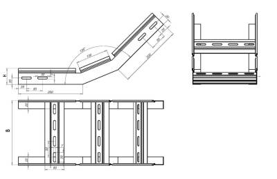 Угол внутренний (подъем) лестничный замковый НЛЗП 45 Лидер чертеж