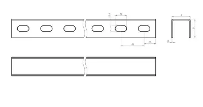 Швеллер перфорированный по двум сторонам ПШВ2 Лидер чертеж